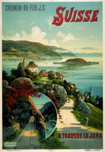 Affiche Jura-Simplon Bahn, par F. Hugo d'Alési, v.1897. Museum für Gestaltung, Zurich